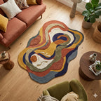 Abstract Irregular Tufted Area Rug for Living Room | Modern Handmade Style Soft Carpet with Artistic Boho Design per Square feet