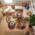 Abstract Irregular Tufted Area Rug for Living Room | Modern Handmade Style Soft Carpet with Artistic Boho Design per Square feet