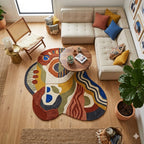 Abstract Irregular Tufted Area Rug for Living Room | Modern Handmade Style Soft Carpet with Artistic Boho Design per Square feet