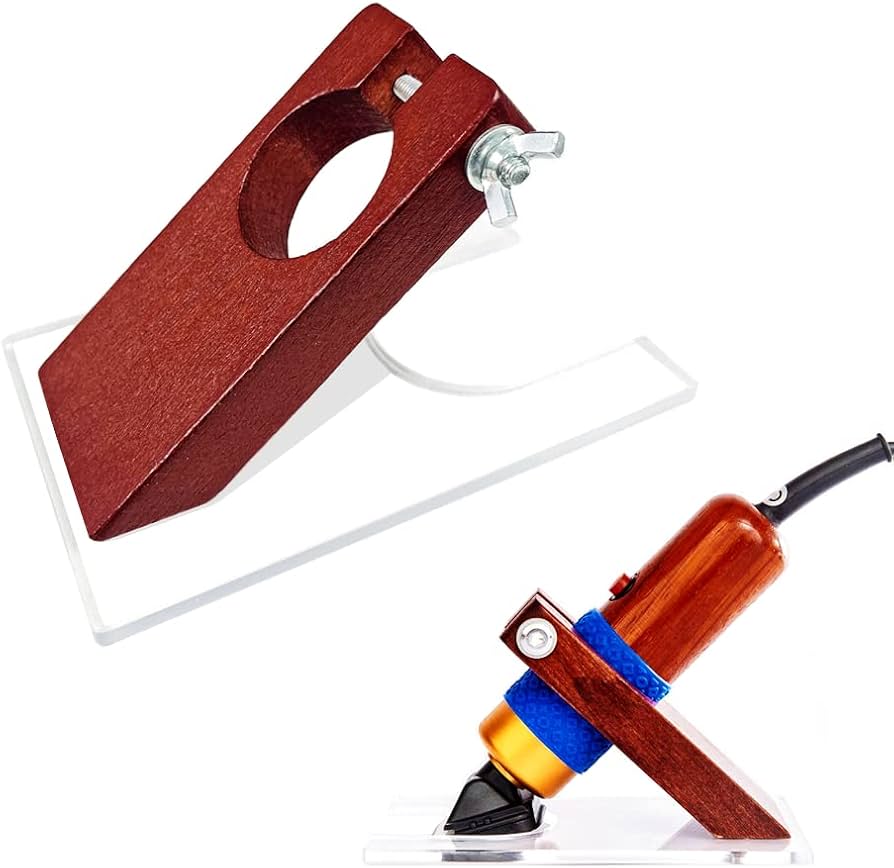 Tufting Gun Trimmer Stand Holder | Adjustable Wooden Grooming Guide for Rug Carving Machine