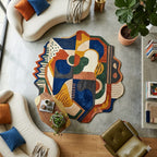 Abstract Irregular Tufted Area Rug for Living Room | Modern Handmade Style Soft Carpet with Artistic Boho Design per Square feet