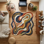 Abstract Irregular Tufted Area Rug for Living Room | Modern Handmade Style Soft Carpet with Artistic Boho Design per Square feet