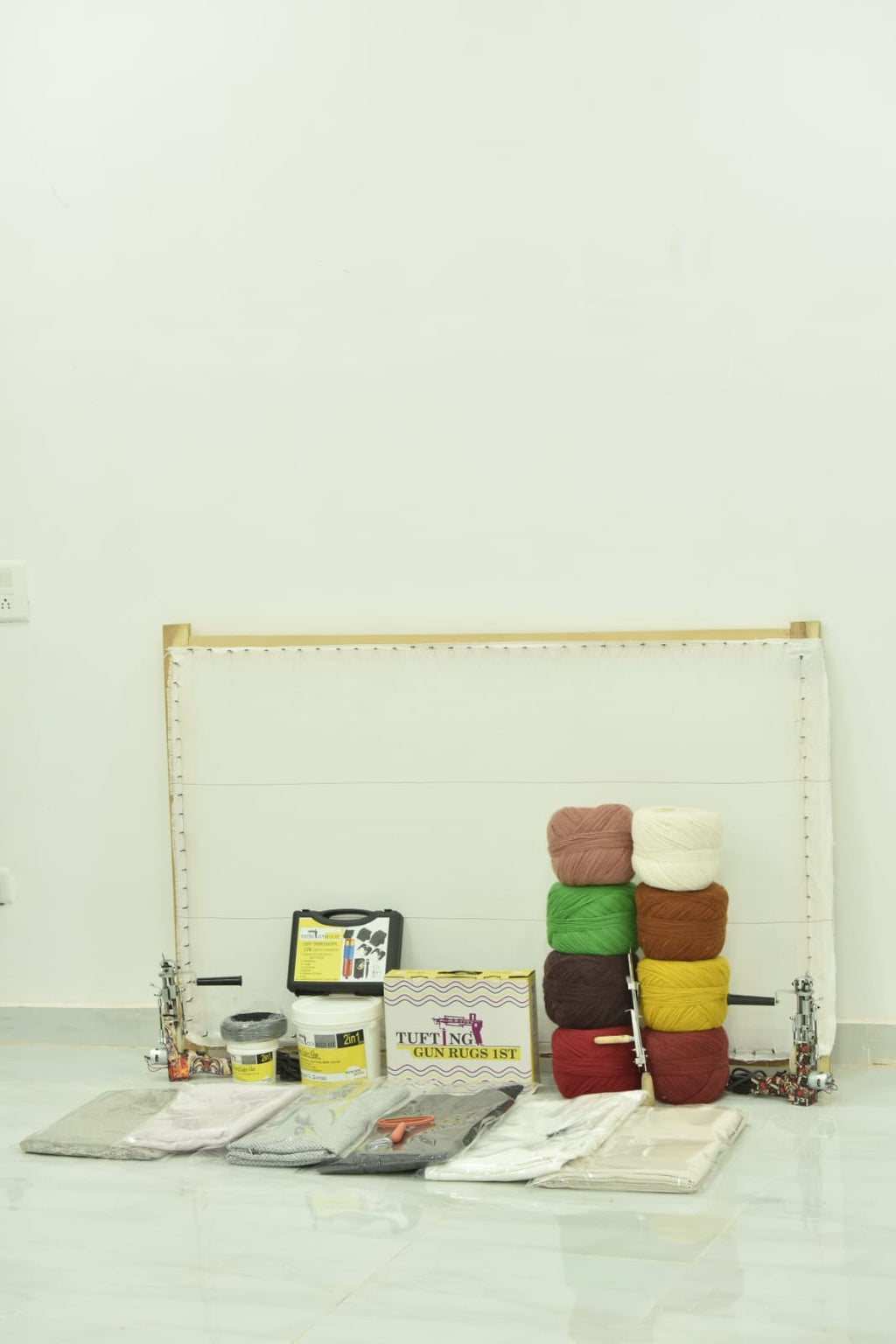Complete Tufting Gun Rug Making Combo Kit – 1 Tufting Gun, Yarn, Canvas, Carpet Adhesive & Accessories for DIY Rug Projects