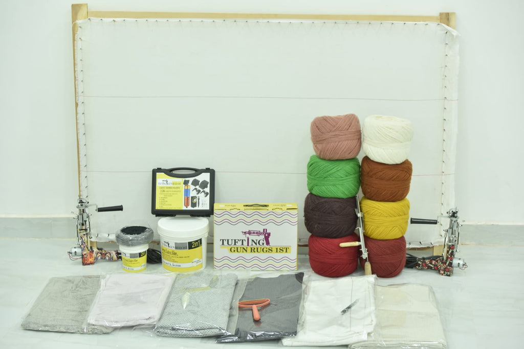 Complete Tufting Gun Rug Making Combo Kit – 1 Tufting Gun, Yarn, Canvas, Carpet Adhesive & Accessories for DIY Rug Projects