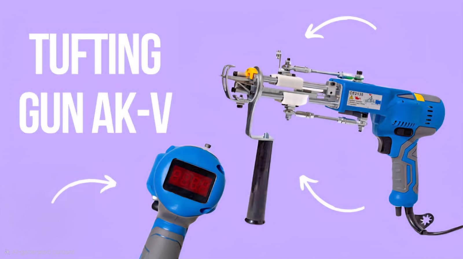 AK-V Electric Tufting Gun for Rug Making | Portable Carpet Weaving Machine Cut Pile Tufting Tool for DIY Rugs, Embroidery & Textile Craft