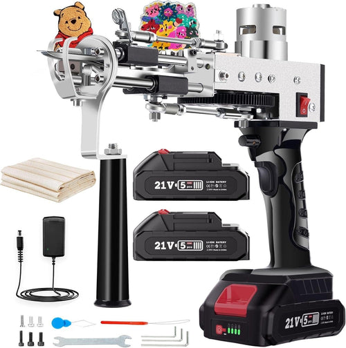 Electric Handheld Tufting Gun Machine for Rug Making | High Speed Carpet Weaving & Loop Pile Tufting Tool Kit with Power Adapter for DIY Rugs, Embroidery & Textile Craft (Pink)