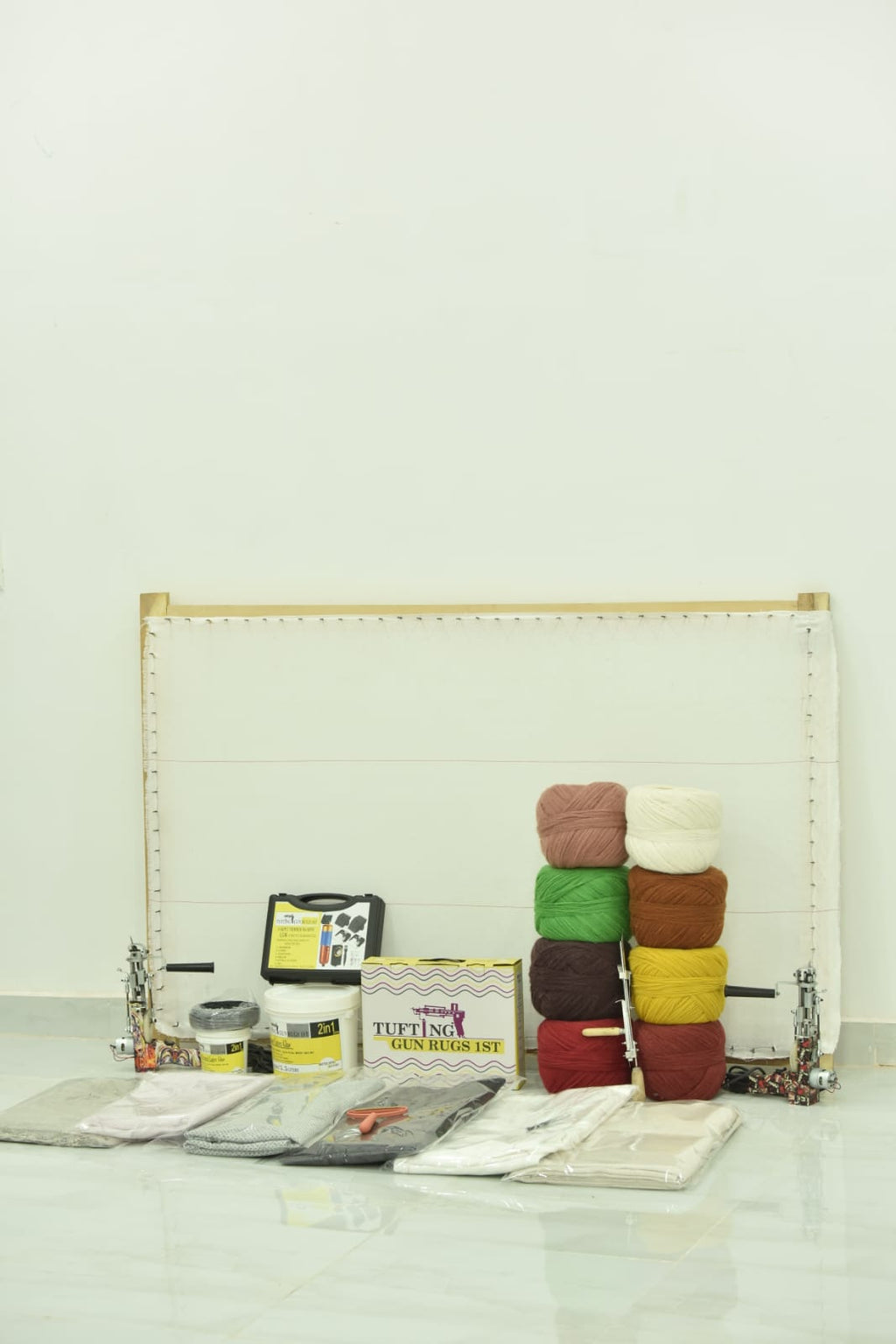 Complete Tufting Gun Rug Making Combo Kit – 1 Tufting Gun, Yarn, Canvas, Carpet Adhesive & Accessories for DIY Rug Projects