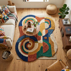 Abstract Irregular Tufted Area Rug for Living Room | Modern Handmade Style Soft Carpet with Artistic Boho Design per Square feet