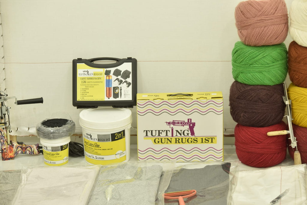 Complete Tufting Gun Rug Making Combo Kit – 1 Tufting Gun, Yarn, Canvas, Carpet Adhesive & Accessories for DIY Rug Projects